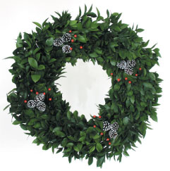 Christmas Wreath with Berries and Pine Cones